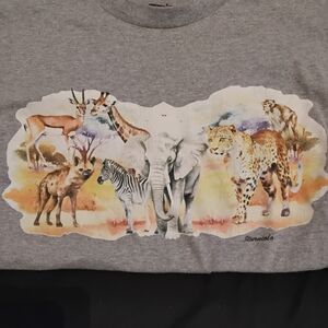 Gray Safari Animal Print Kids T-Shirt